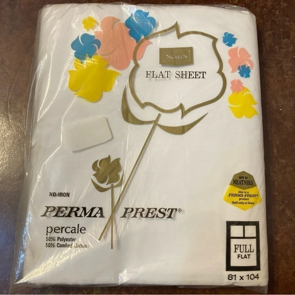 Vintage Sears White Flat Sheet Full Size